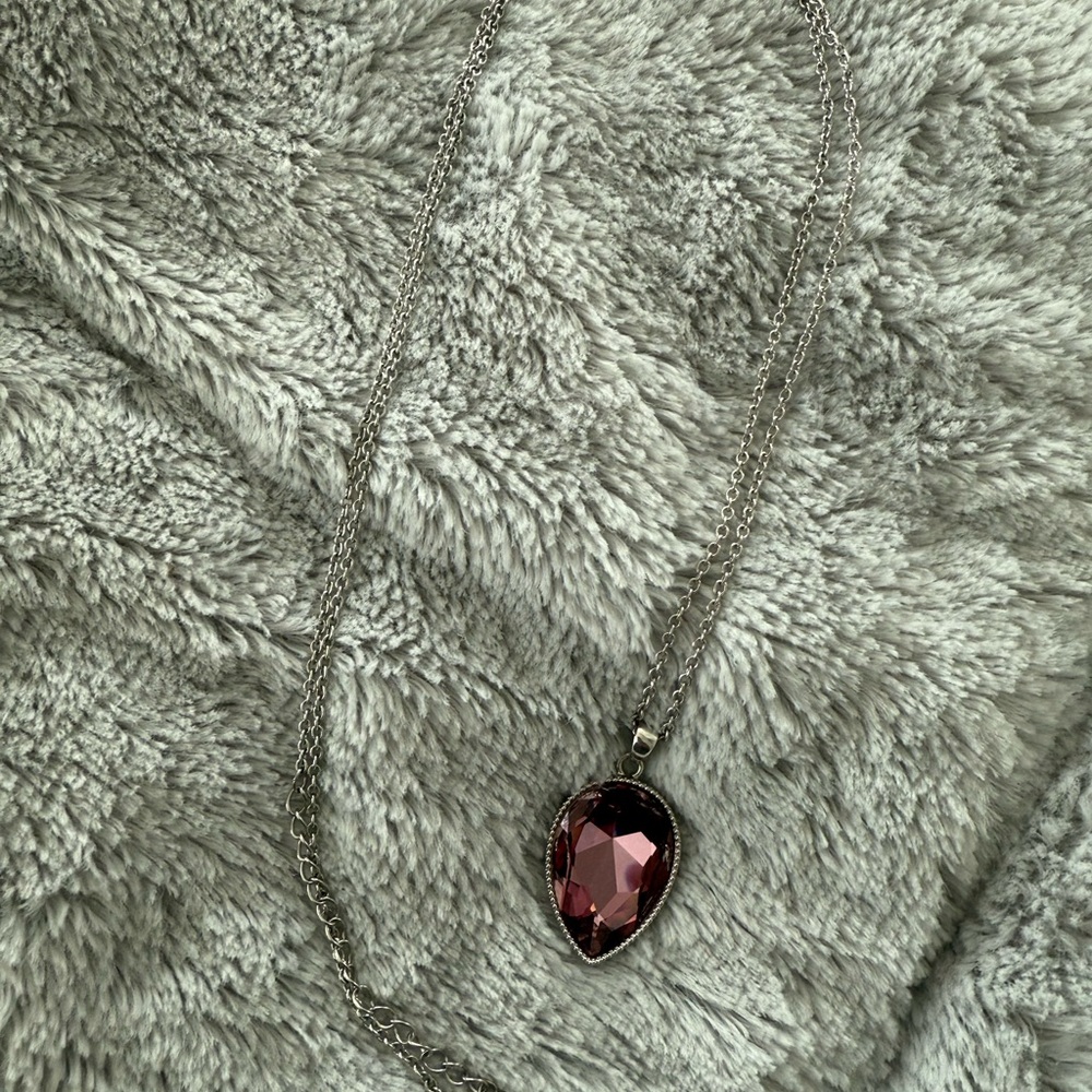 Swarovski Silver Necklace with Pink Pendant